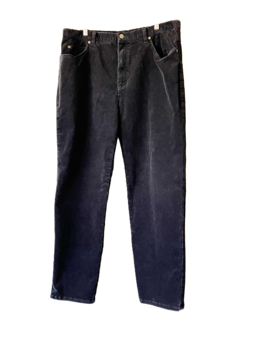 Jones Sport Black Stretch Corduroy Pants Size 16 Straight Leg